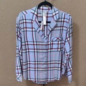 NWT Victoria's Secret Purple Plaid Pajama Shirt Only Size Small